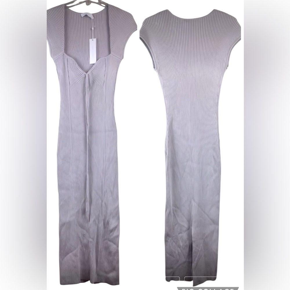 NWT Jonathan Simkhai Florence Midi Knit Dress Oyster Size Large